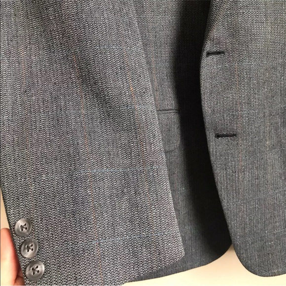 Vintage Burberry Blazer Sport Coat Blue Grey Sz 44 - Picture 3 of 11
